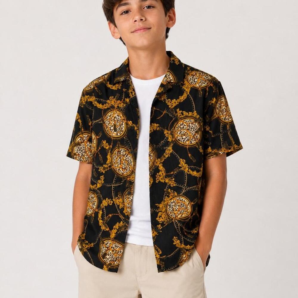 Mens black gold baroque